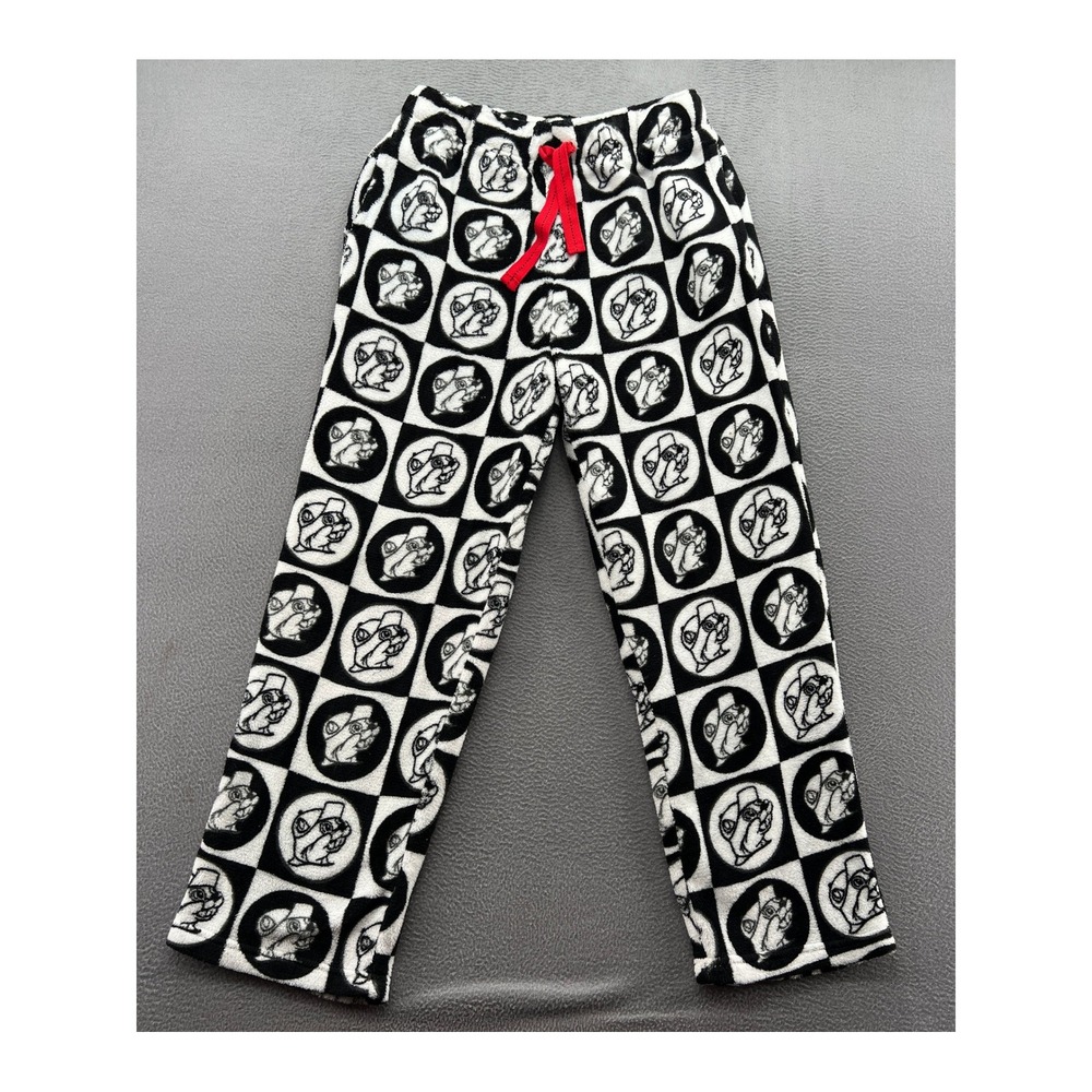 Buc-ees Pajama Pants L Checkered Fleece Black White Red Drawstring Lounge